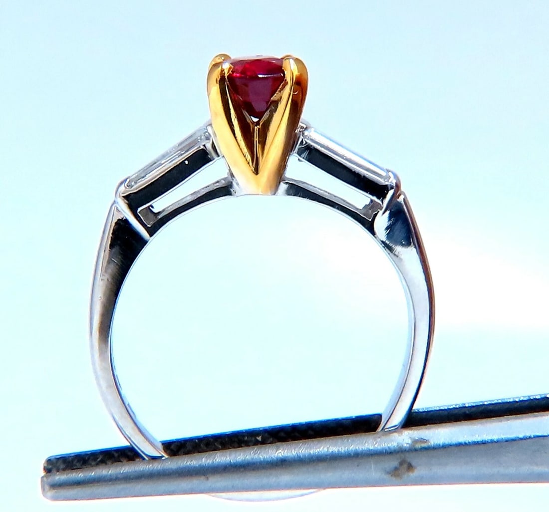 GIA Certified Ruby .99ct Diamond ring Platinum Vivid Red Prime - 3