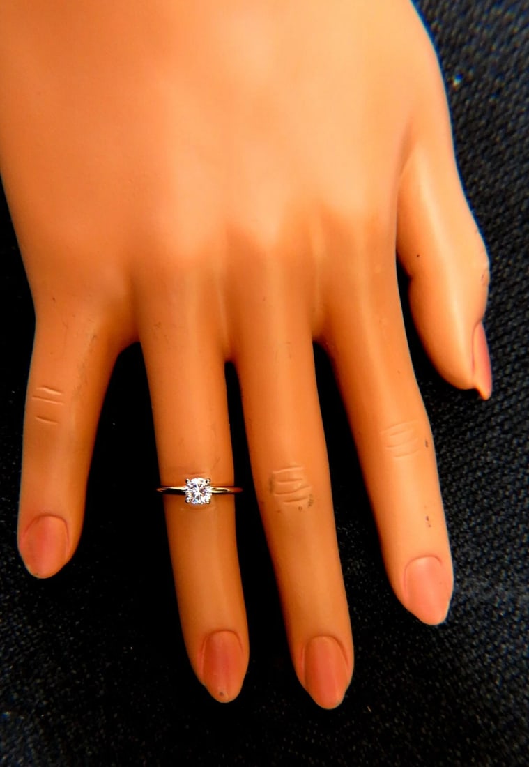 GIA Certified .60ct round cut diamond solitaire ring classic G/Vs - 7