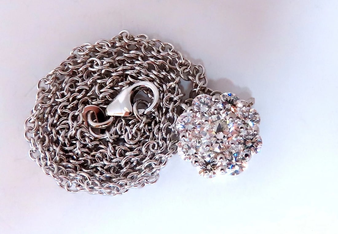 GIA Certified .48ct & 1.14ct Diamonds Cluster Necklace 14kt Snowflake** - 6