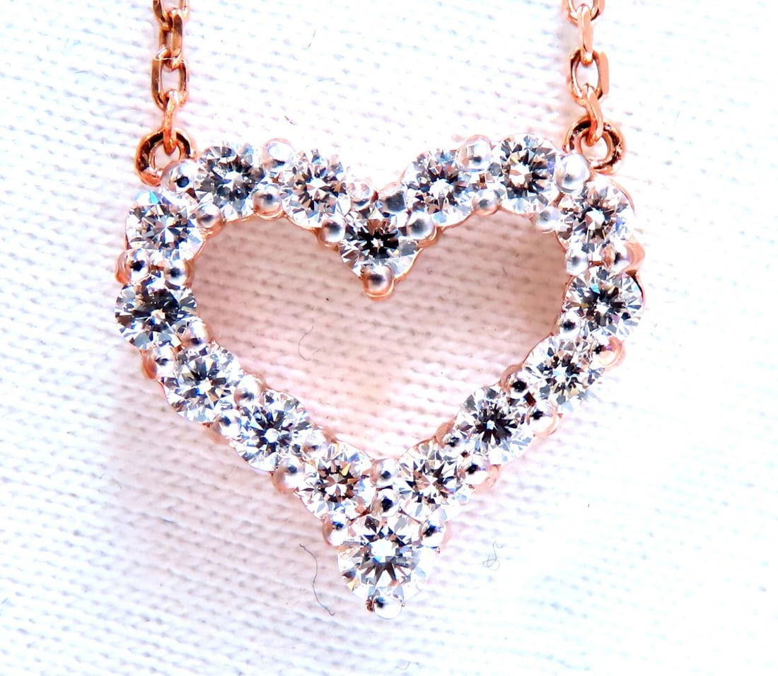 .74ct natural diamonds open heart necklace 14kt g/vs**: Title: .74ct natural diamonds open heart necklace 14kt g/vs** Description: .74ct. Diamonds Open Heart Necklace. Natural Rounds, Full cuts. G colors Vs-2 clarity. Total Necklace Length: 16 Inch. Heart: