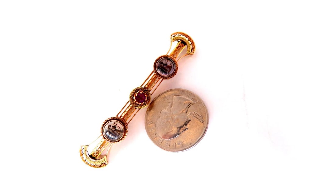 Antique Amethyst Edwardian Deco Pin 14kt** - 4