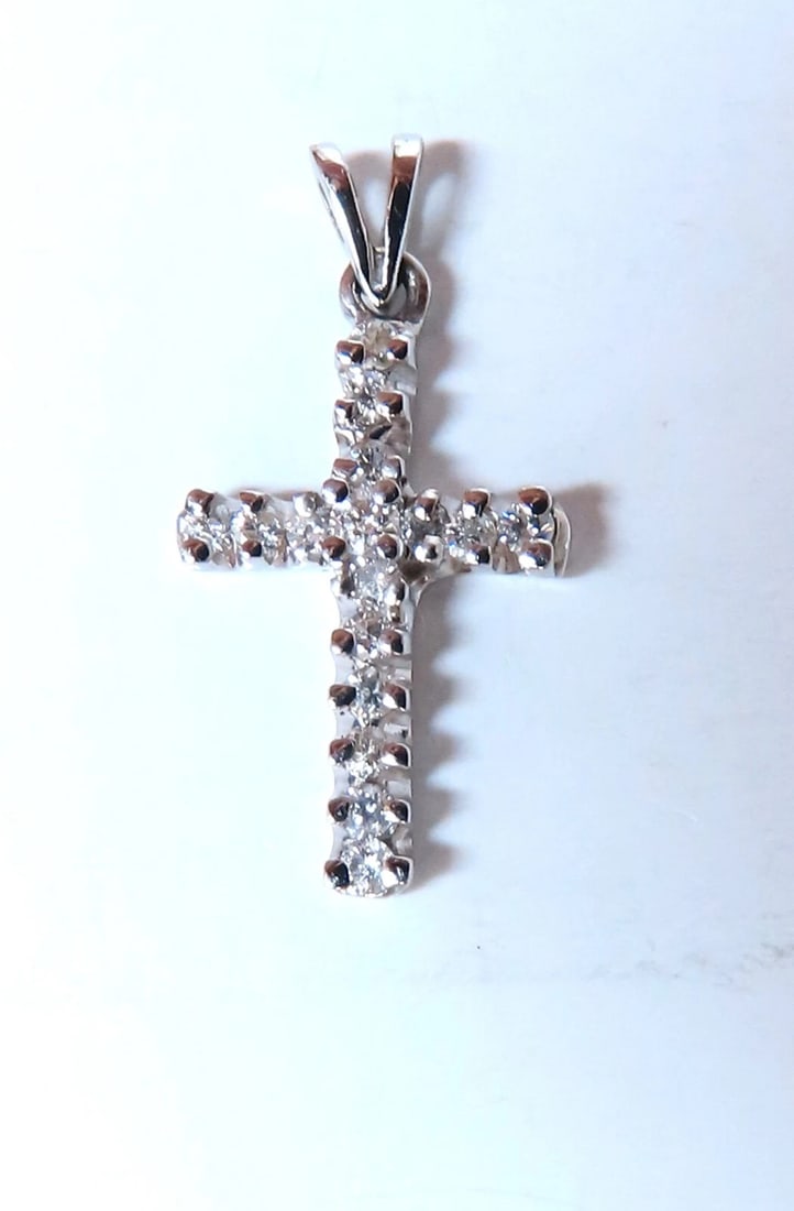 .36ct Natural Diamonds Petite Cross Pendant 14kt ** (1 of 3)