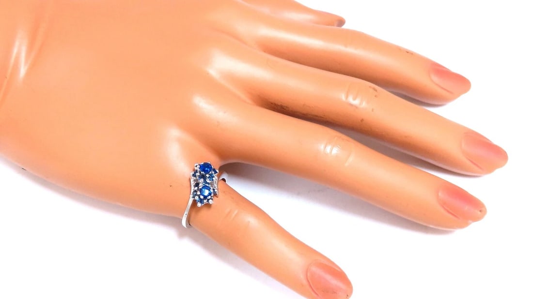 .50ct natural sapphire double cluster ring 14kt - 3