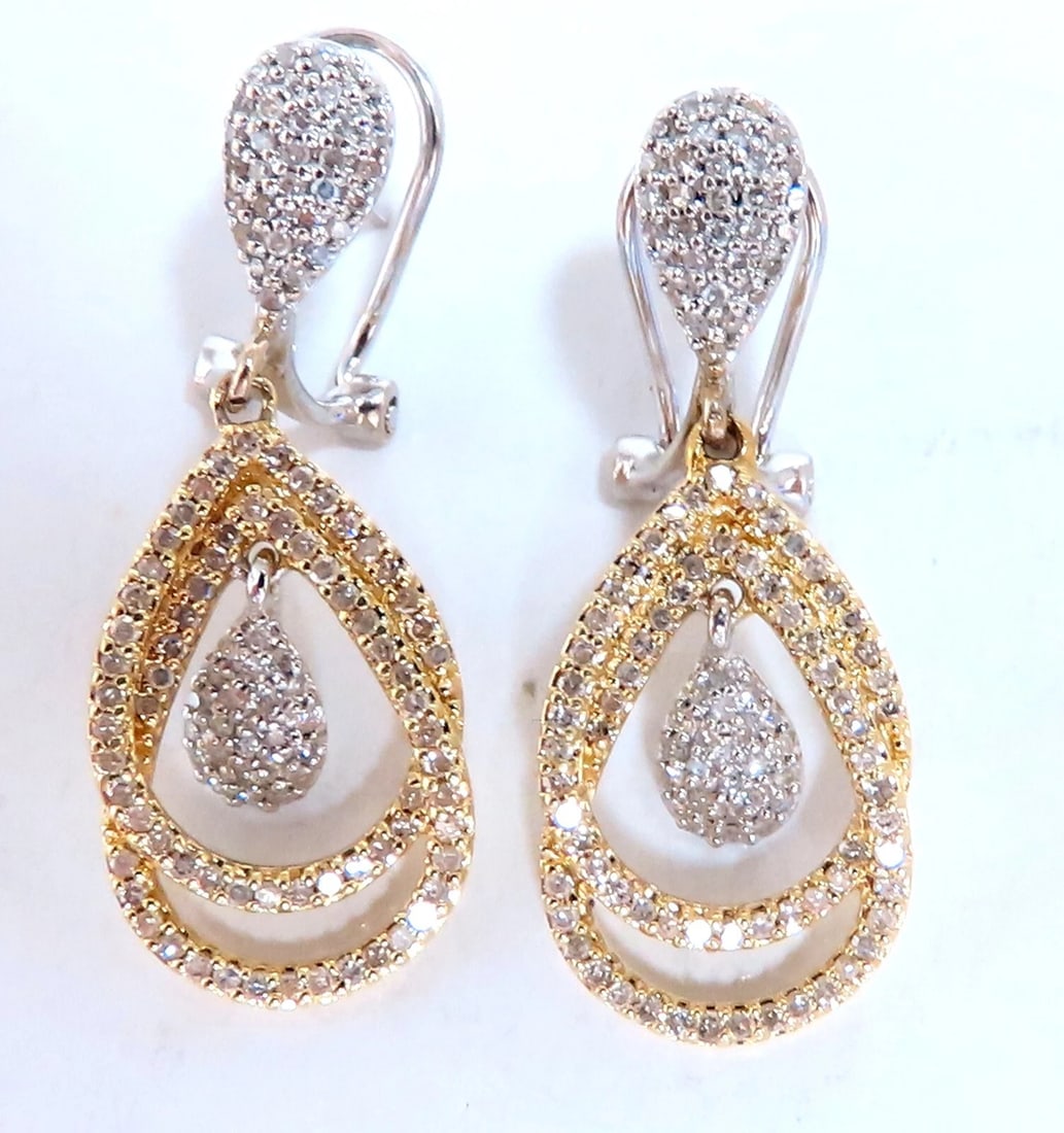 1.20ct Pear Shape Halo Dangle Earrings 14kt** - 2