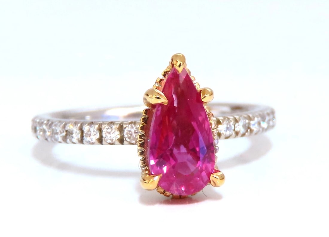 AIGS certified 1.45ct No Heat Ruby Ring 14kt raised mod deck - 2