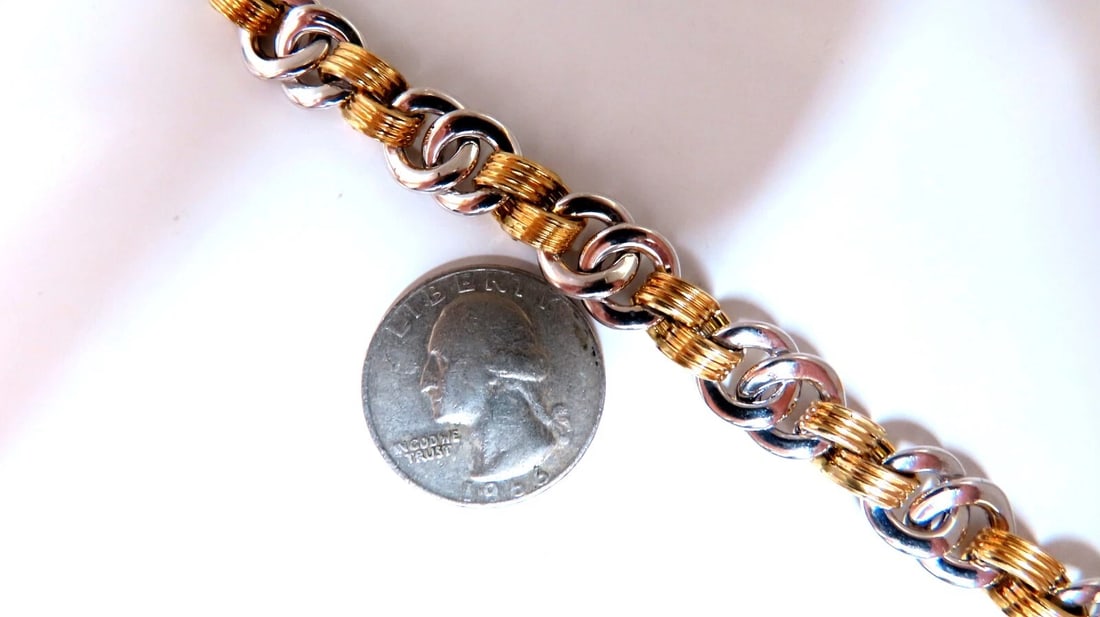 Two Toned Chain Link Loop Bracelet 14kt gold** - 3