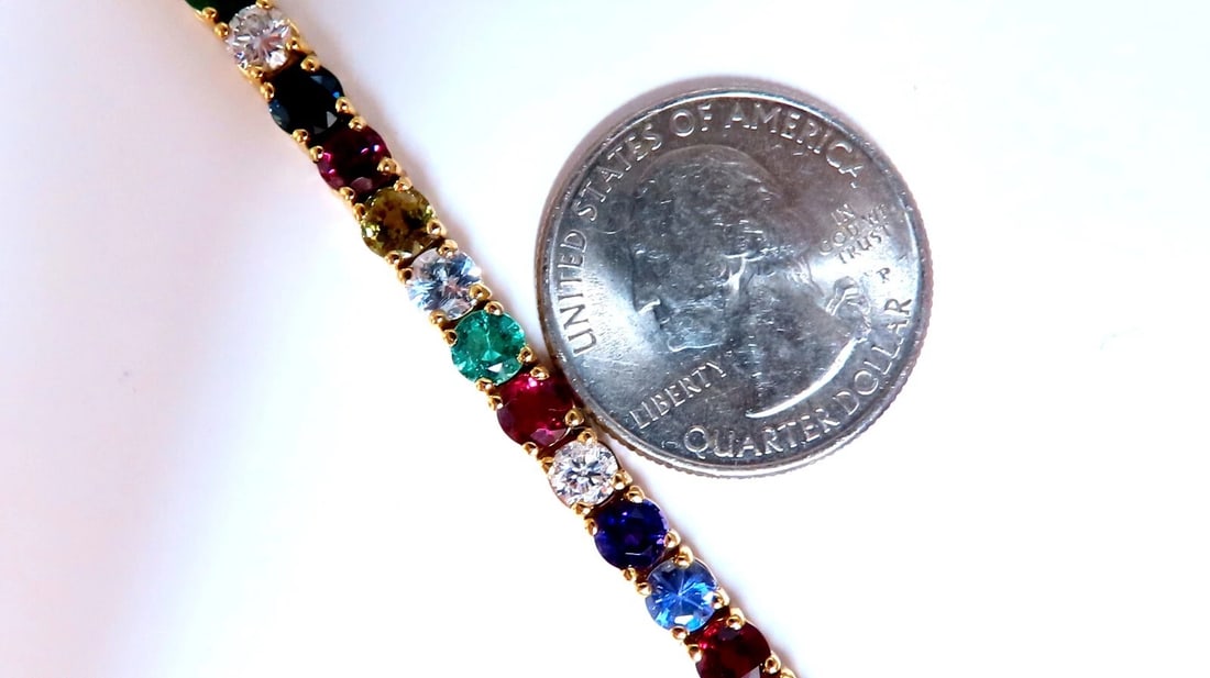 11.80ct Natural Sapphire Ruby Emerald Amethyst Tennis Bracelet 14kt Gem Line** - 5