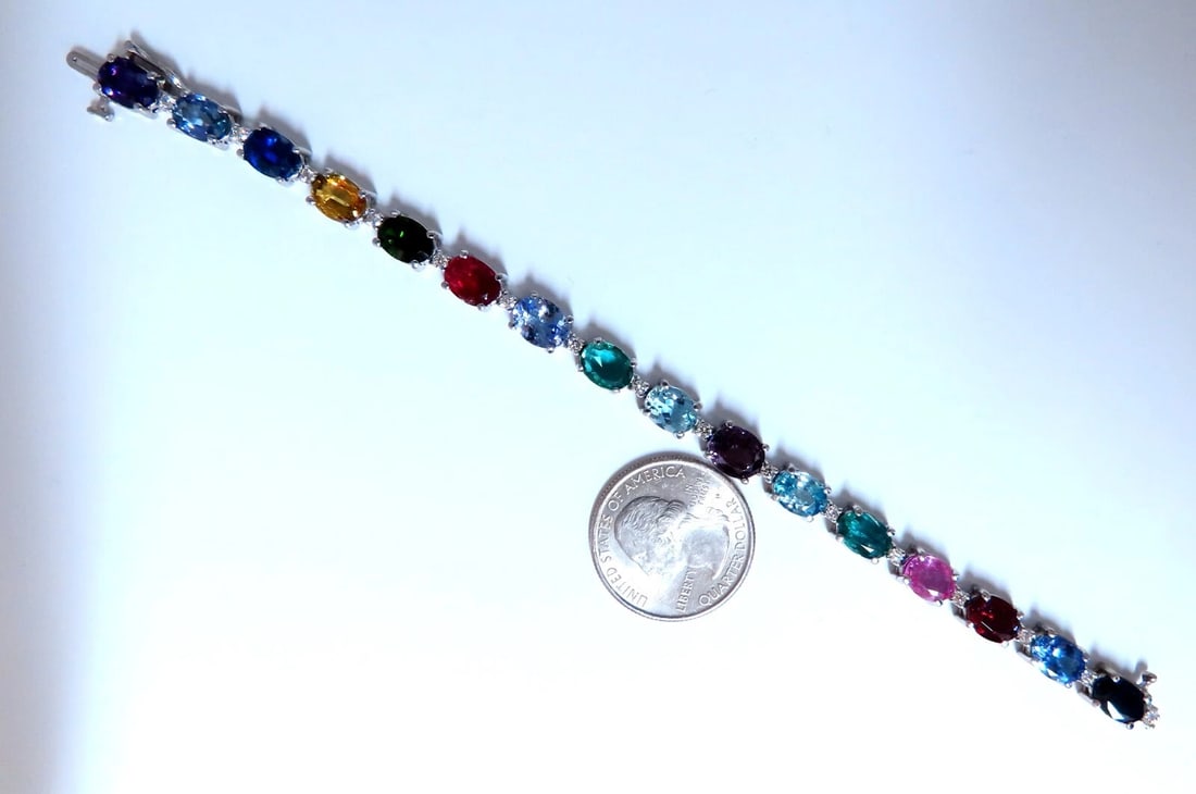 20.68ct Sapphire Tanzanite Aquamarine Tourmaline Emerald Zircon Bracelet 14kt** - 10
