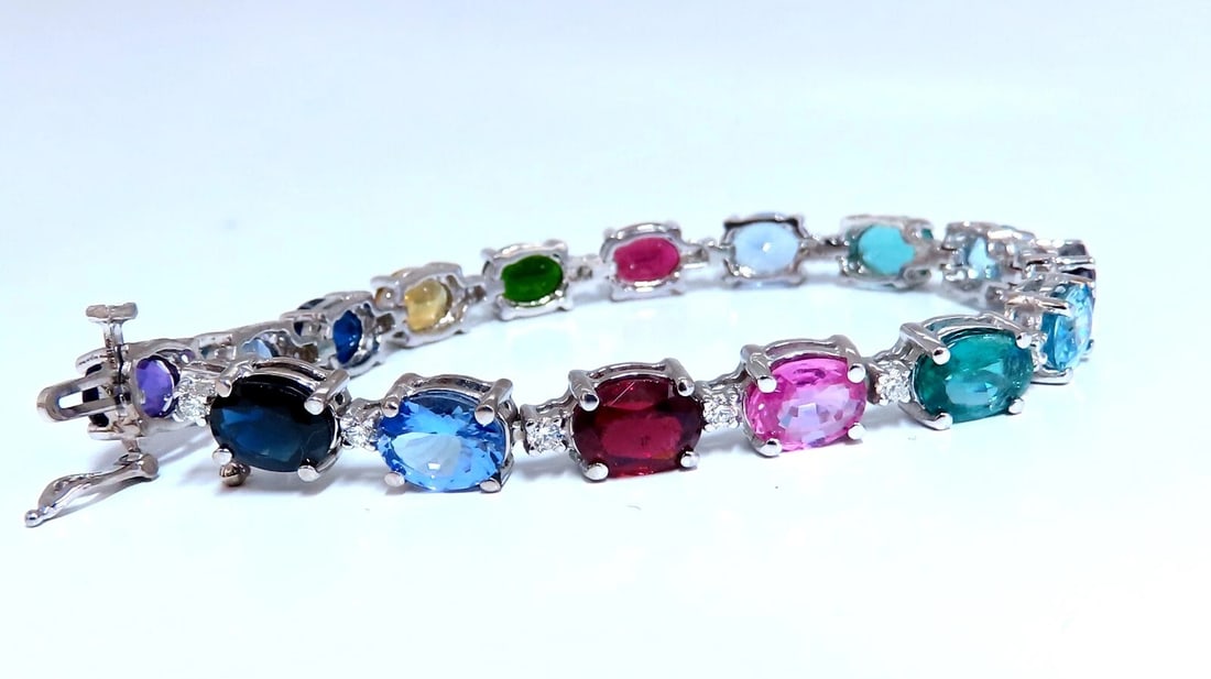 20.68ct Sapphire Tanzanite Aquamarine Tourmaline Emerald Zircon Bracelet 14kt** - 3