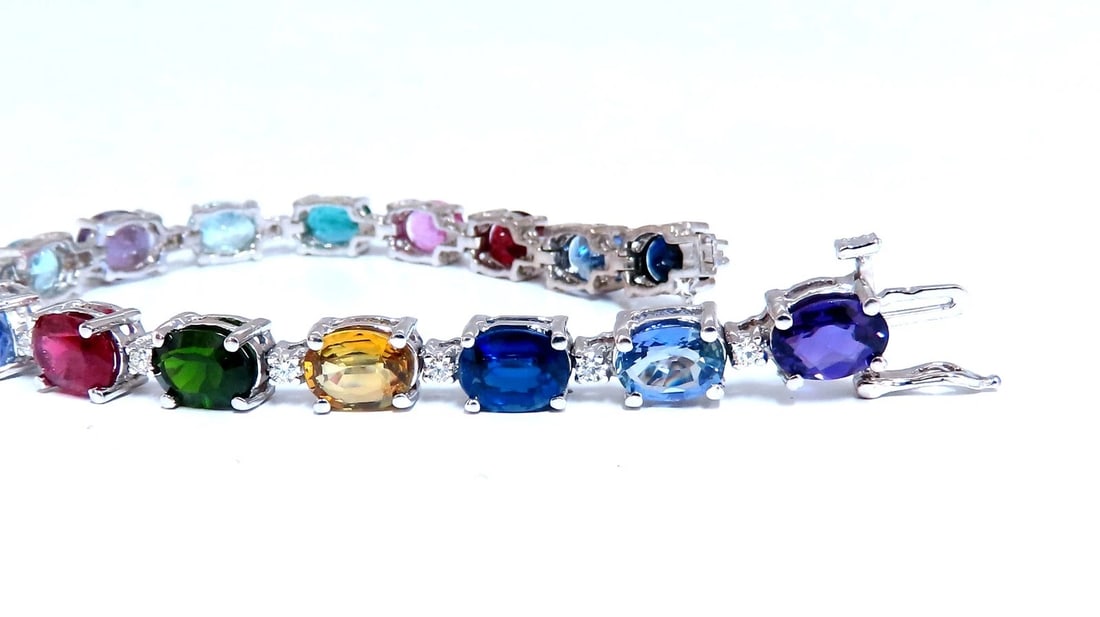 20.68ct Sapphire Tanzanite Aquamarine Tourmaline Emerald Zircon Bracelet 14kt** - 4