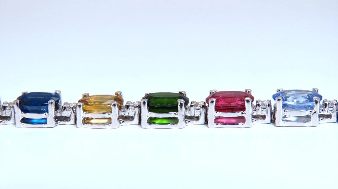 20.68ct Sapphire Tanzanite Aquamarine Tourmaline Emerald Zircon Bracelet 14kt** - 9