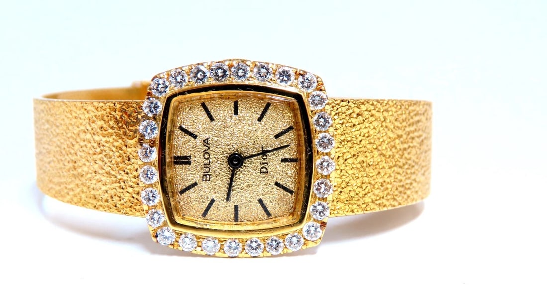 Bulova Dior Vintage Ladies 14kt Gold Watch Diamond Dial**: Title: Bulova Dior Vintage Ladies 14kt Gold Watch Diamond Dial** Description: MAGNIFICENT JEWELS Bulova Ladies Vintage Watch is in working condition good condition overall gorgeous band deco casing