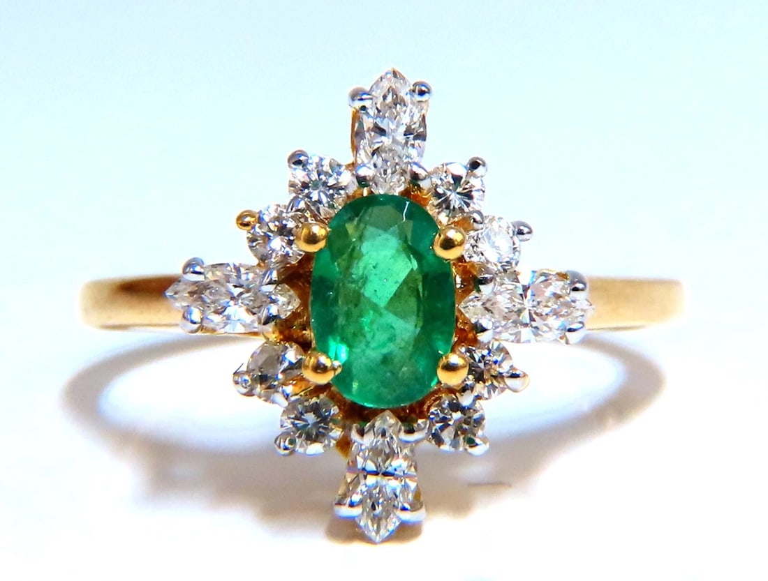 Emerald Diamonds Ring 14kt 1.20ct Edwardian Deco** (1 of 4)
