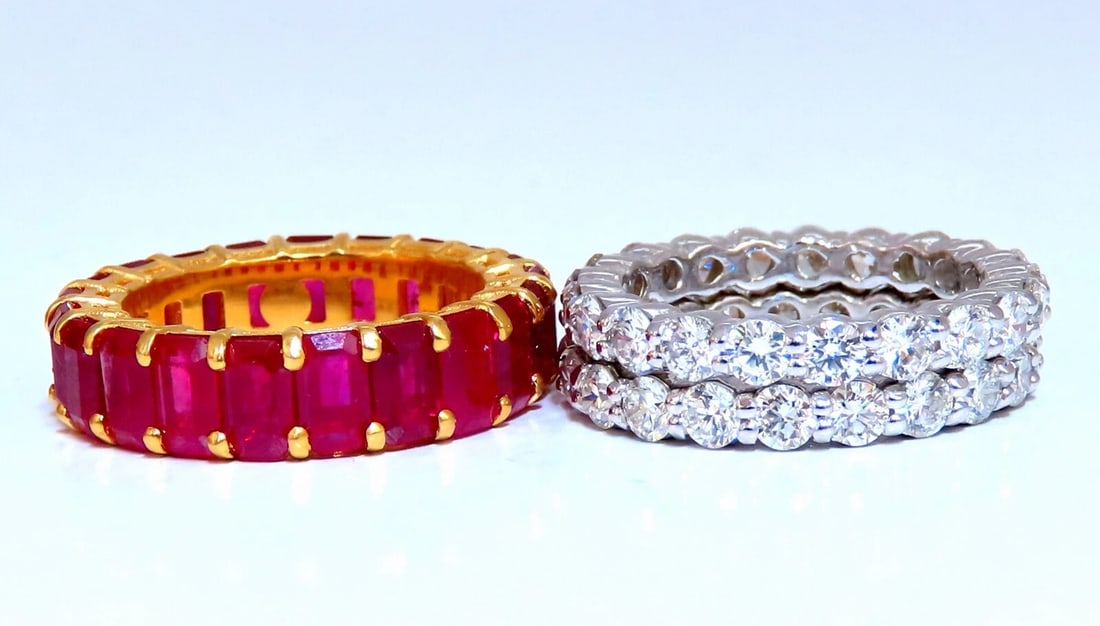 Stackable Ruby Diamonds eternity Rings 14kt Natural Vivid Red Stacking 11.36ct** - 2