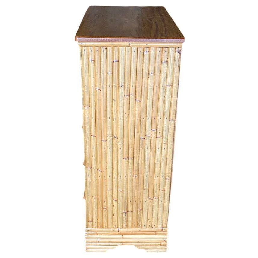 Restored Mid-century Stacked Rattan & Mahogany Highboy Dresser by Kane Kraft - 18