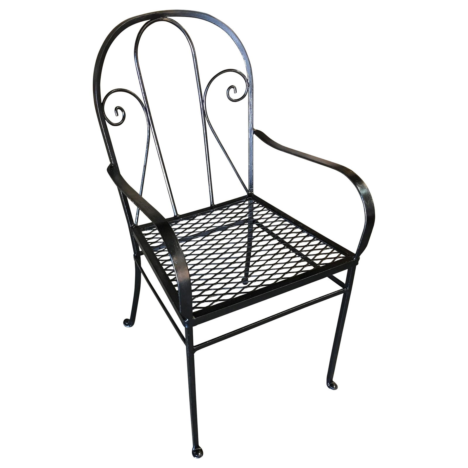 Iron Outdoor Patio Cafe Chair w/ Scrolling Back Iron , Pair (1 of 18)