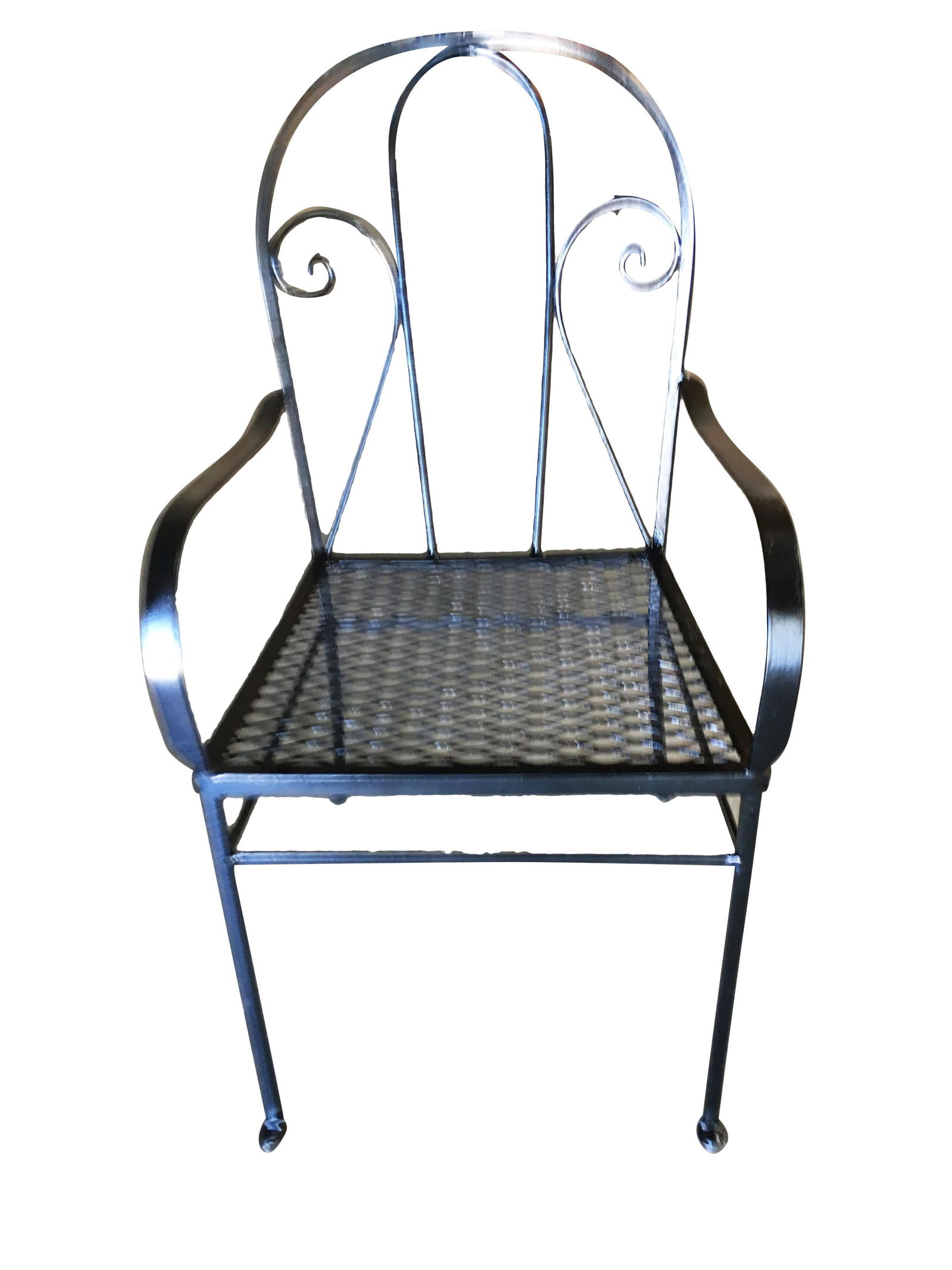 Iron Outdoor Patio Cafe Chair w/ Scrolling Back Iron , Pair - 8