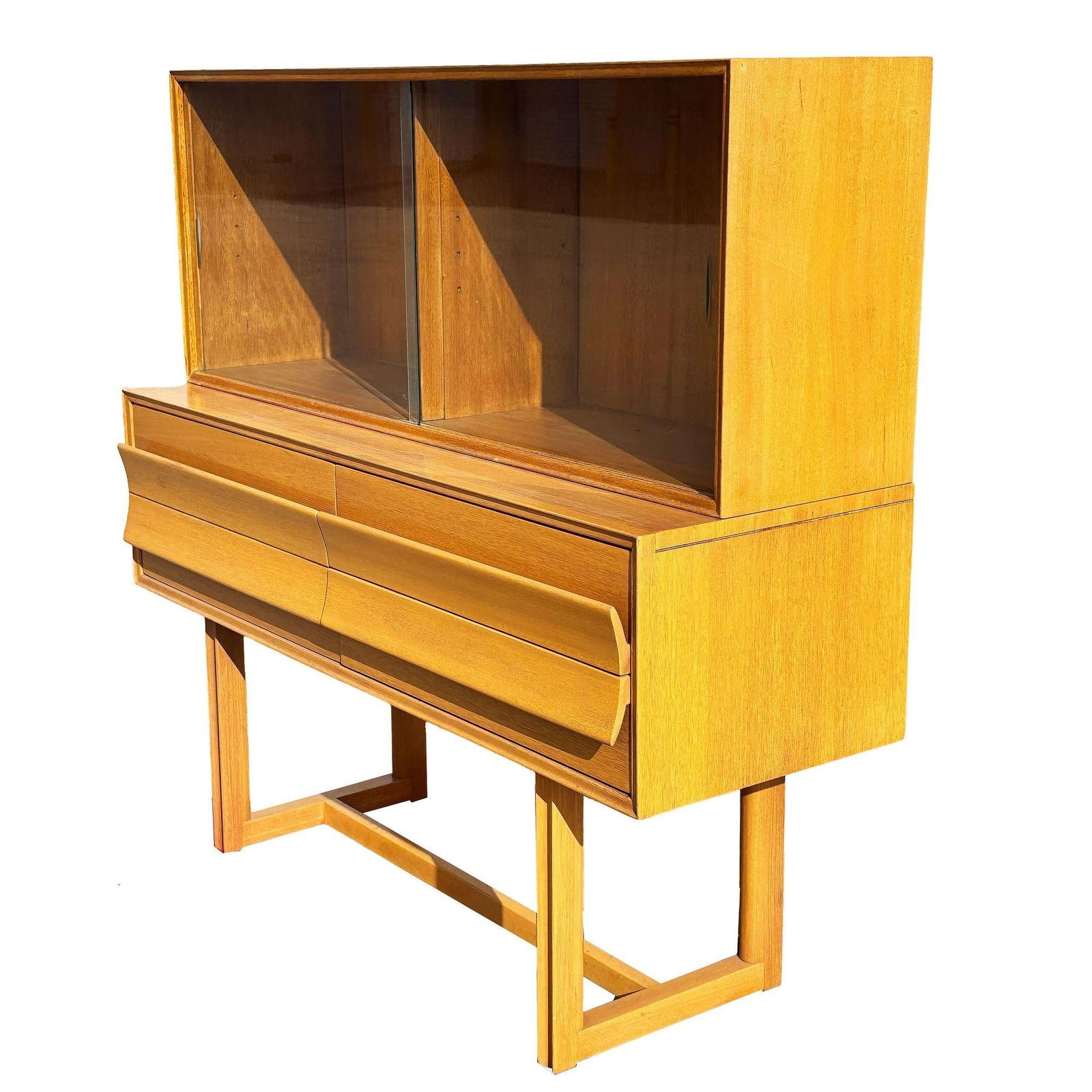 MCM Blonde Birch Buffet w/ China Cabinet by Paul Laszlo for Brown Saltman - 9