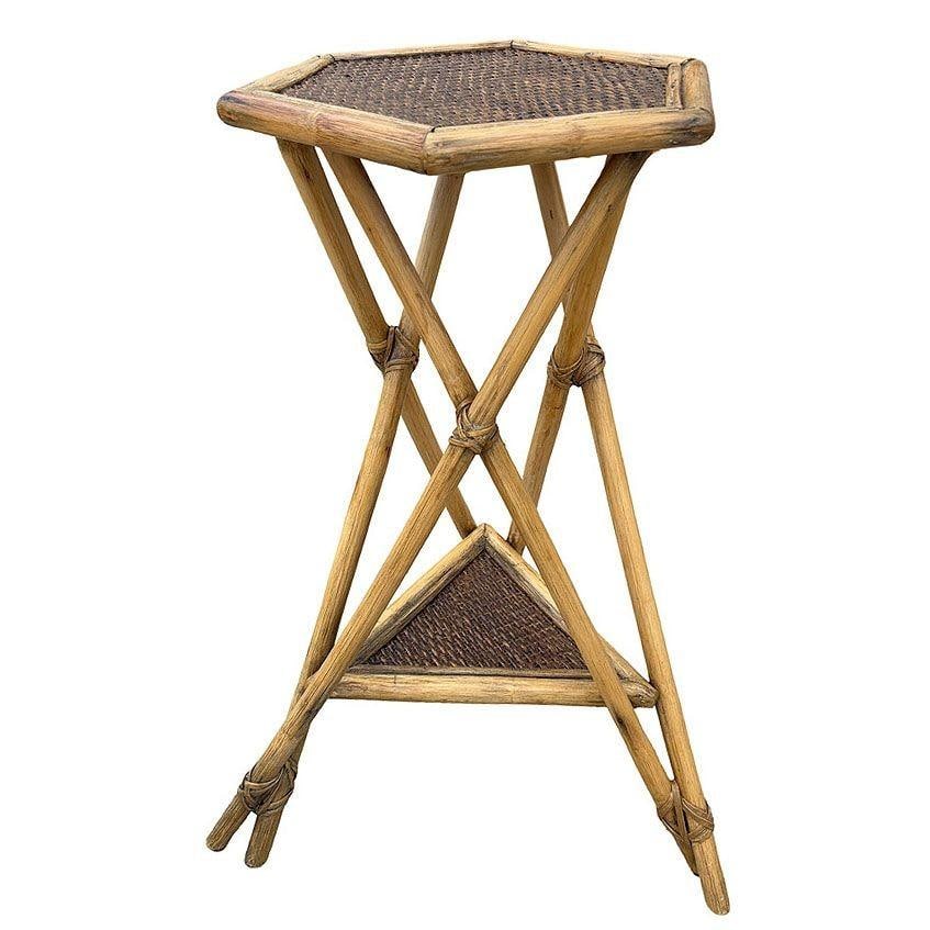 Restored Aesthetic Movement Tiger Bamboo Grassmatt Hexagon Plant Stand - 3