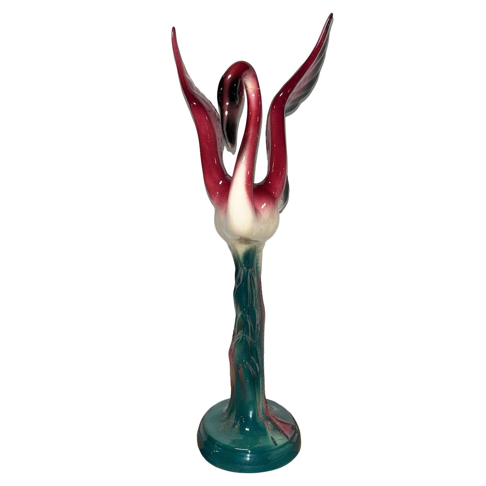 Mid-century Open Wing Pink Flamingo Ceramic Tabletop Statue - 8