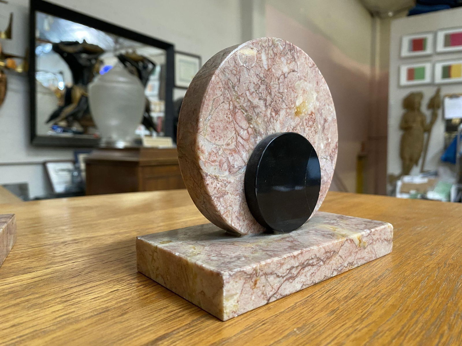 French Art Deco UCRA Bronze Swan Marble Mantle Garniture Clock Set by Marefbay - 3