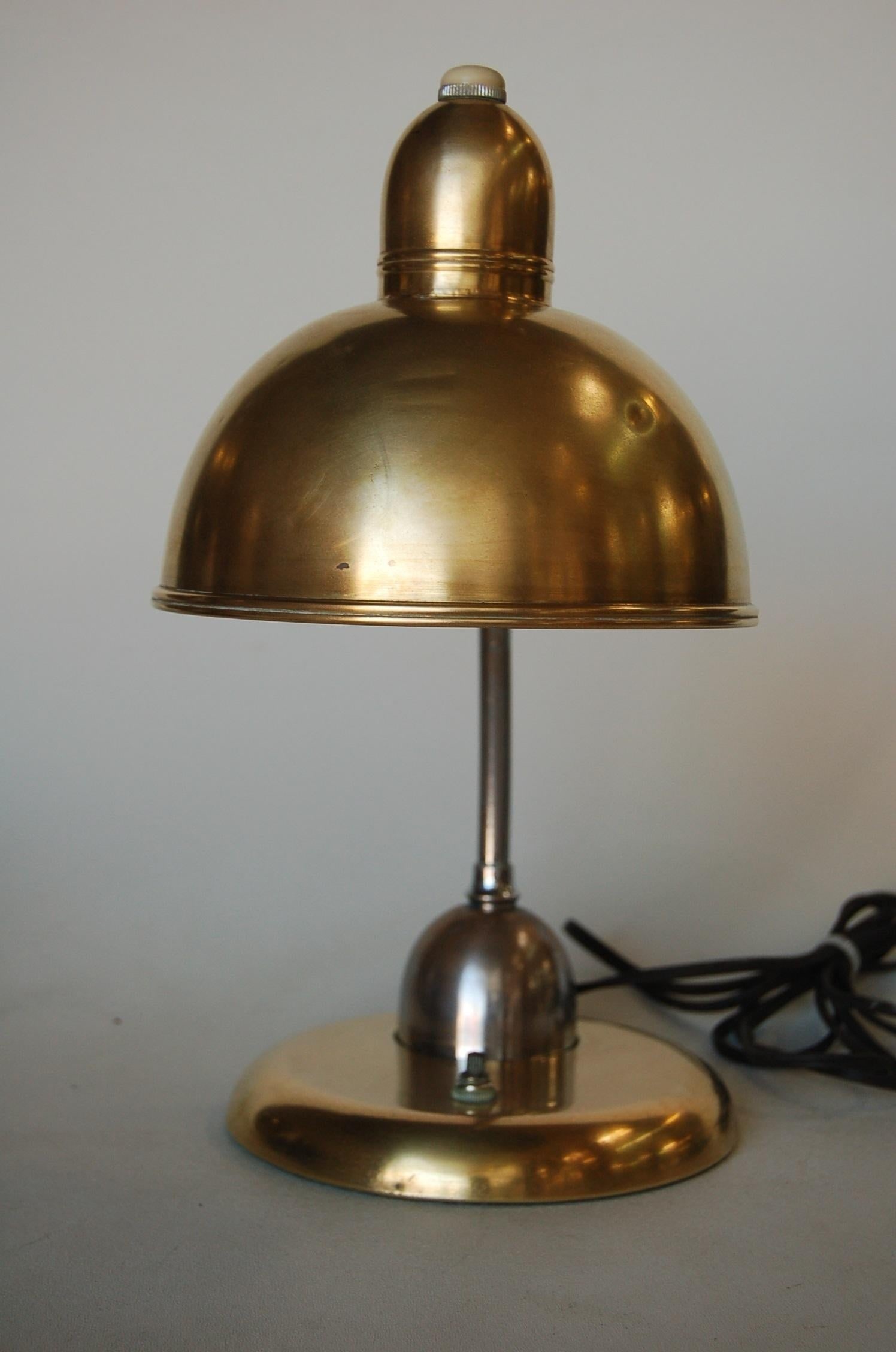 Brass and Chrome Machine Age Bell Shade Reading Desk Lamp - 18