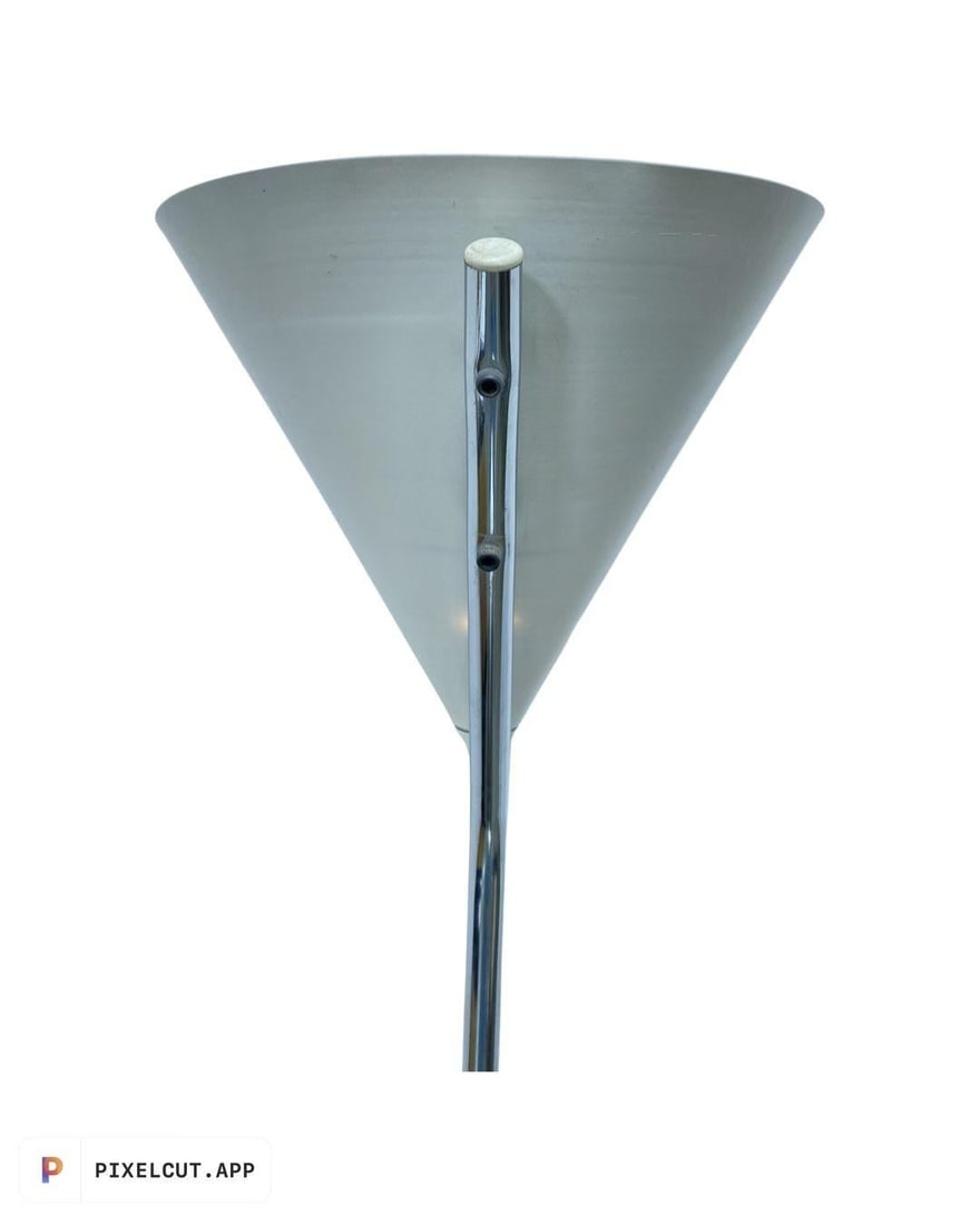 1950's Mid Century Modern White and Chrome Floor Lamp Torchiere - 5