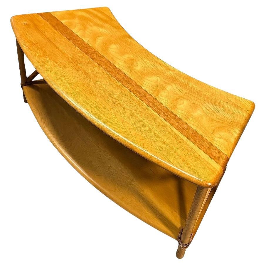 Rare Mid-century 2 Tier Carved Birch Coffee Table by Heywood Wakefield: Title: Rare Mid-century 2 Tier Carved Birch Coffee Table by Heywood Wakefield Description: This beautifully restored Paul Frankl-inspired 2-tier carved coffee Table is made from two sculpted birch