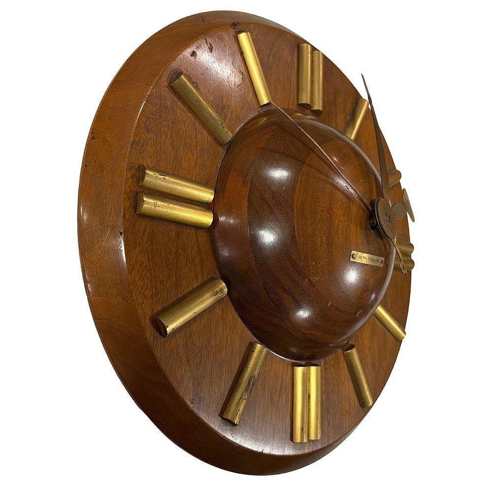 Early Mid-century "Plaza" E931-003 Wall Clock in Walnut by Seth Thomas - 16