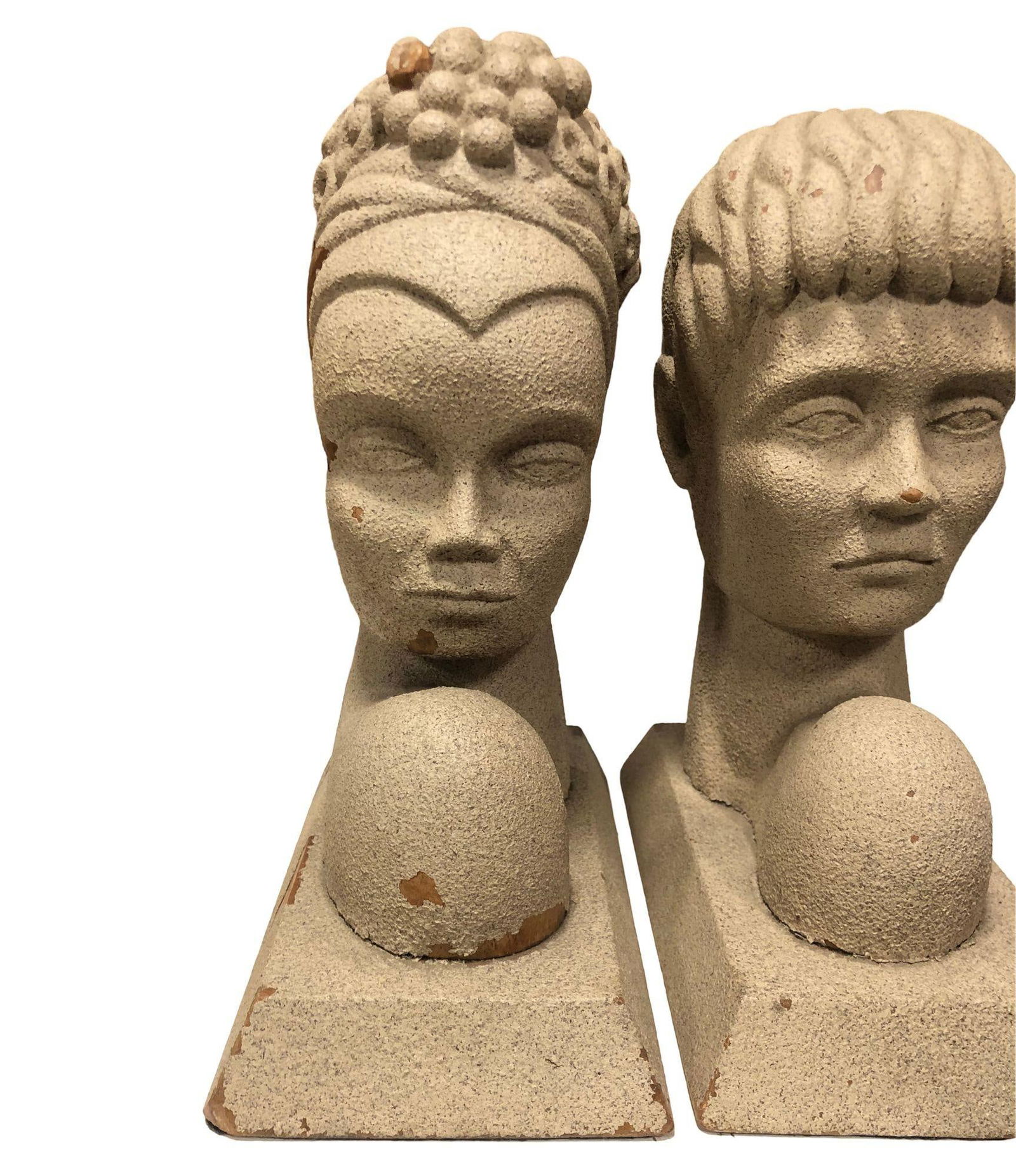 Mid-Century Modern Hawaiian Male and Female Bookends, Pair - 15