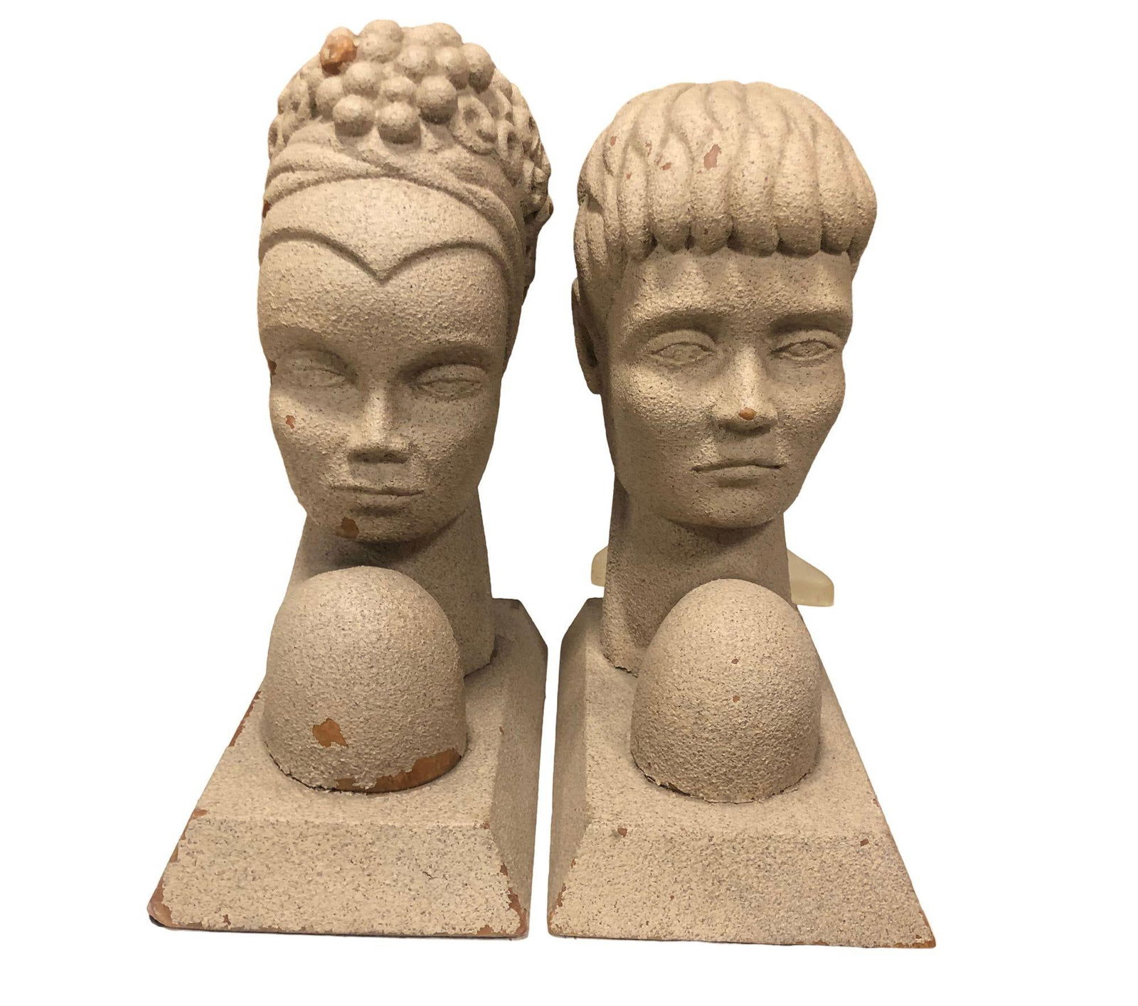 Mid-Century Modern Hawaiian Male and Female Bookends, Pair - 2