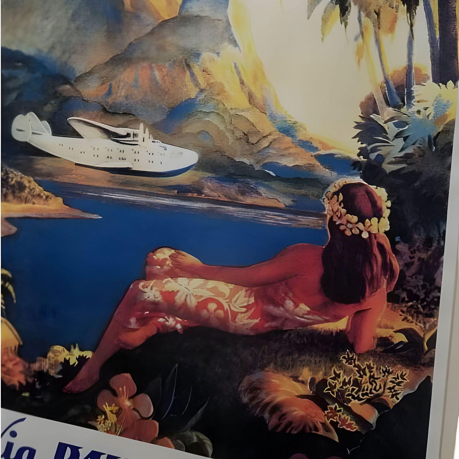 20th Century Hawaiian Travel Posters in Bamboo Frame, Set of 3 - 10