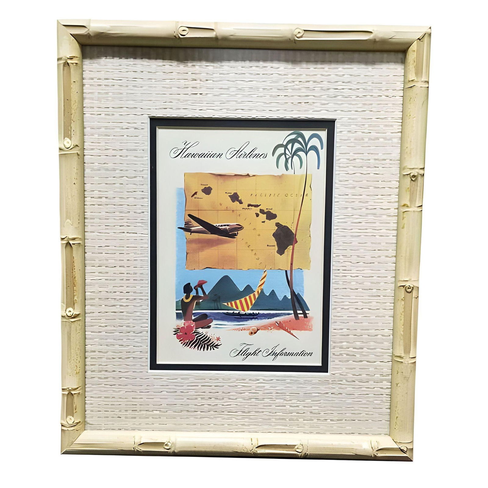 20th Century Hawaiian Travel Posters in Bamboo Frame, Set of 3 - 12