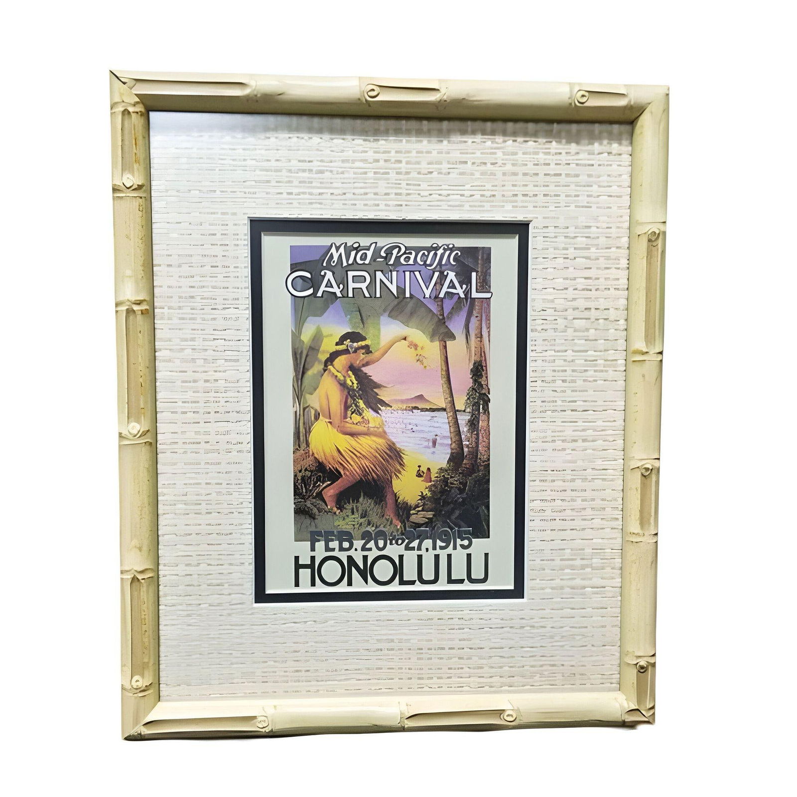20th Century Hawaiian Travel Posters in Bamboo Frame, Set of 3 - 14