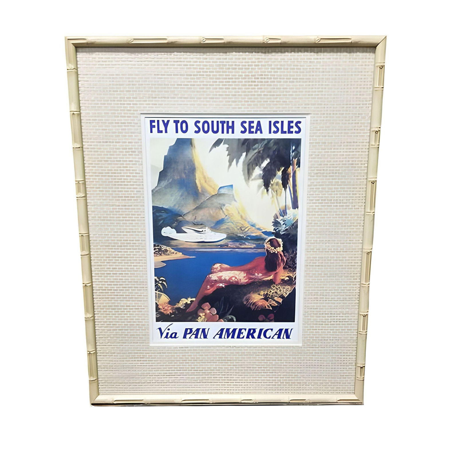 20th Century Hawaiian Travel Posters in Bamboo Frame, Set of 3 - 20