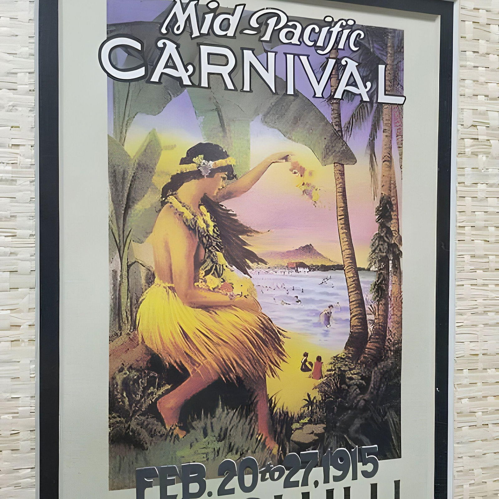 20th Century Hawaiian Travel Posters in Bamboo Frame, Set of 3 - 3