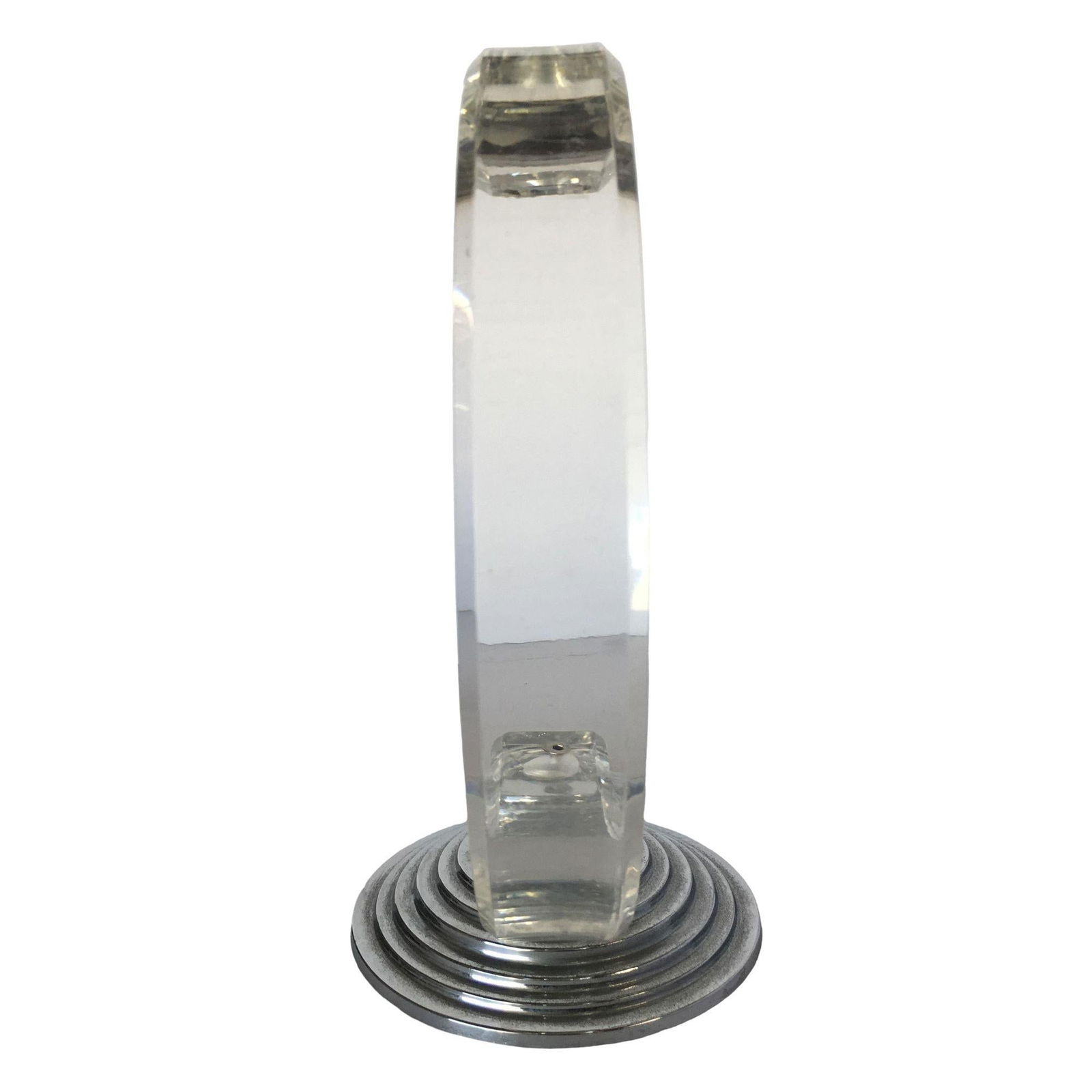 Art Deco Inspired Lucite and Chrome Candlestick Holder - 3