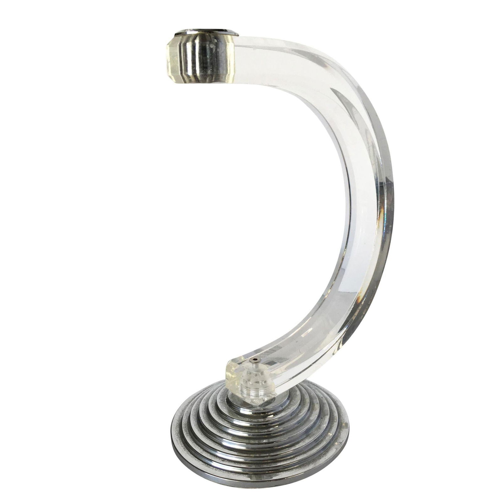 Art Deco Inspired Lucite and Chrome Candlestick Holder - 4