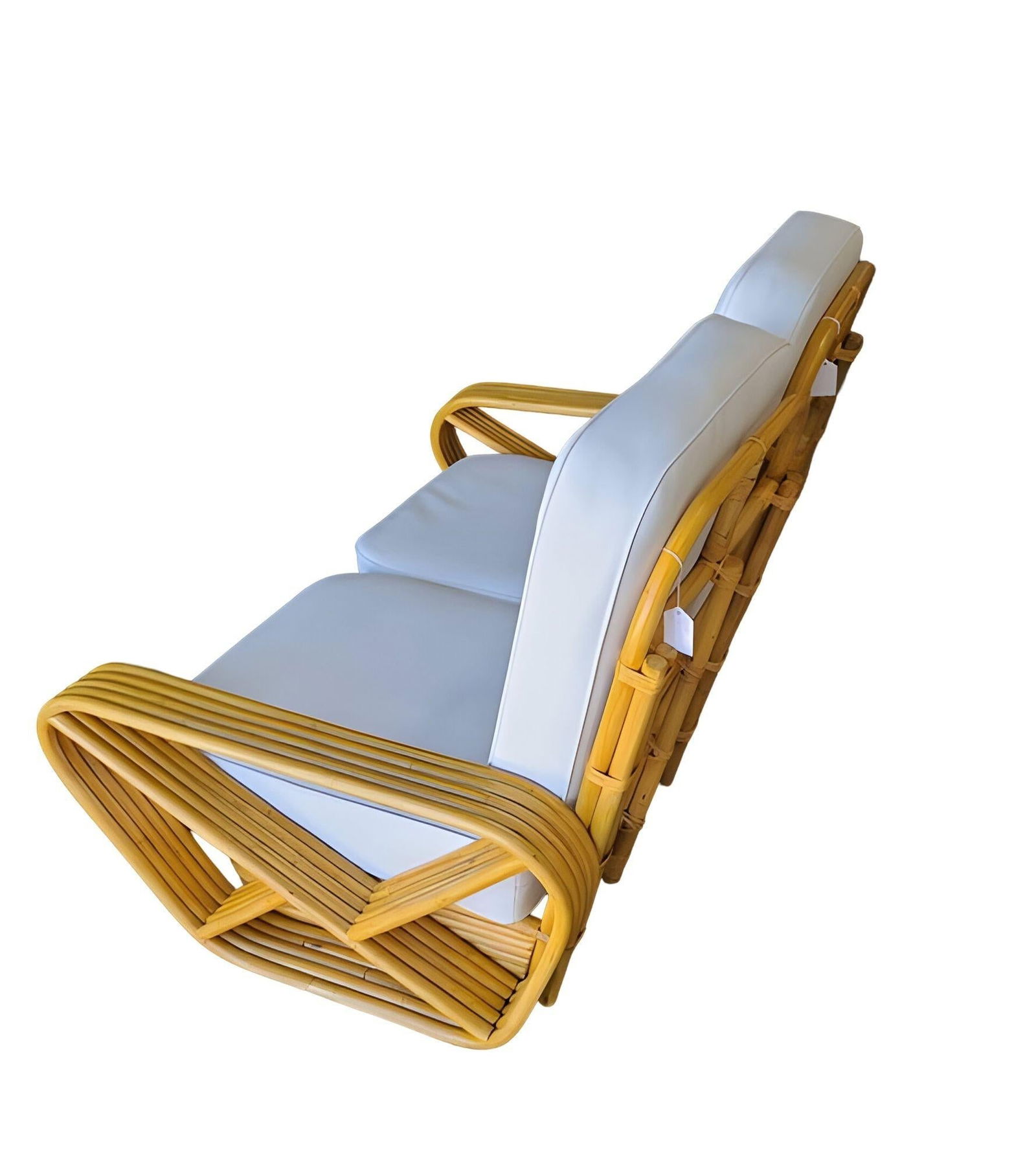 Restored 5-Strand Square Square Pretzel Rattan Settee w/ Stacked Base - 4