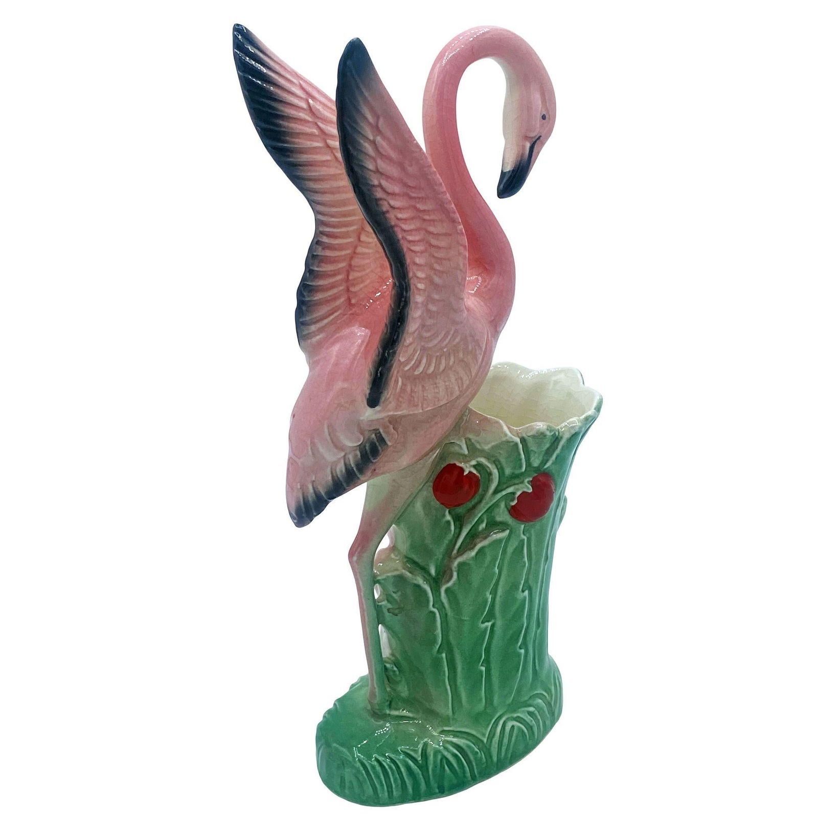 Mid-century "Lovers" Pink Flamingo Ceramic Tabletop Vase Set By Leftons - 13