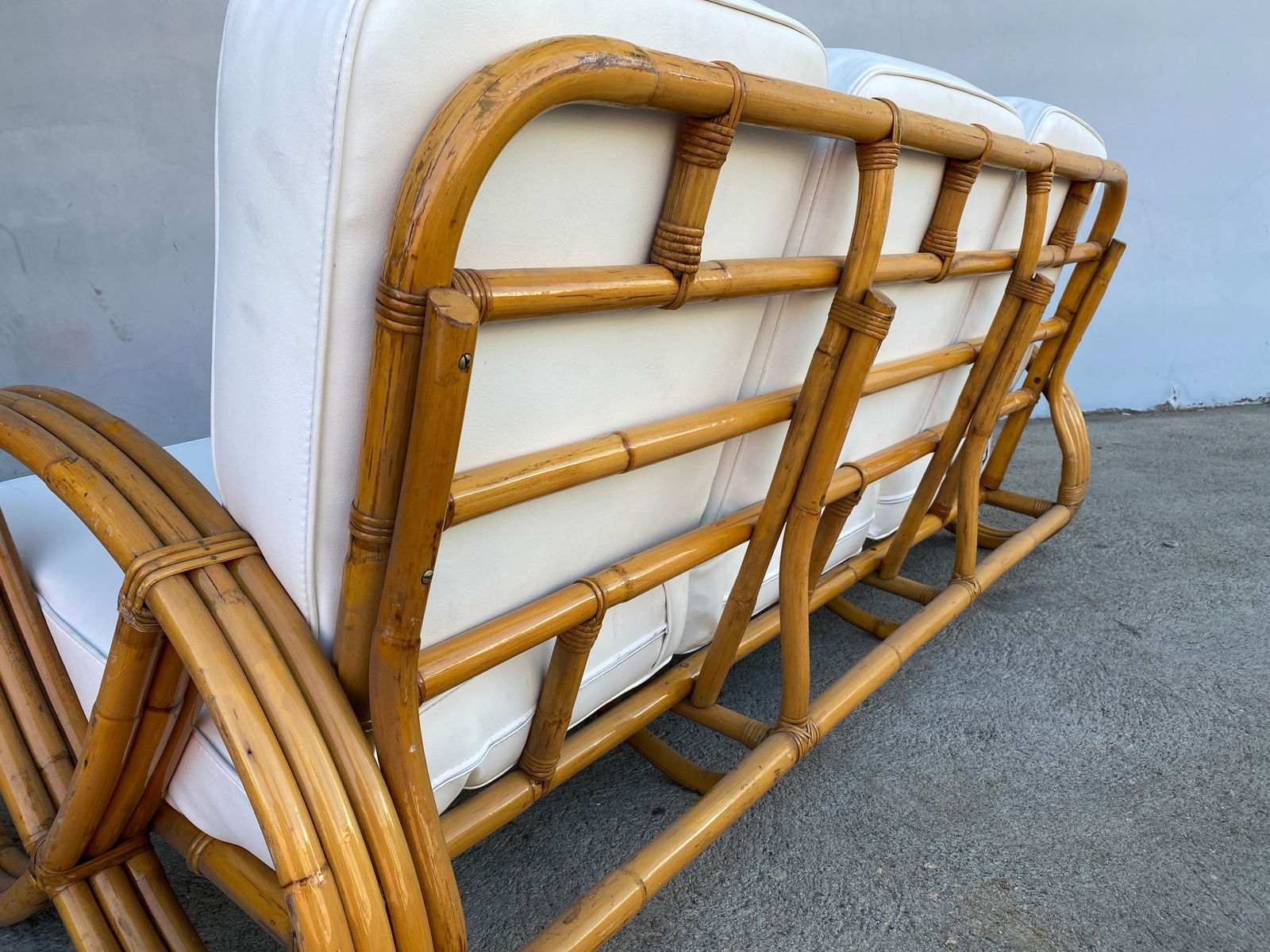 Restored 3/4 Round Pretzel Three-Seat Sofa with Open Base - 5