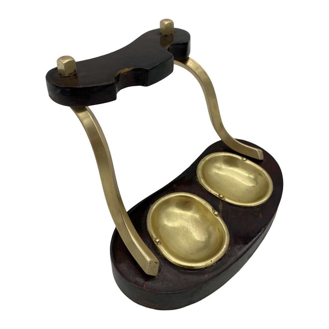 Brass and Bloodwood Pipe Holder by Dunhill w/ Silver Medico Pipe - 8