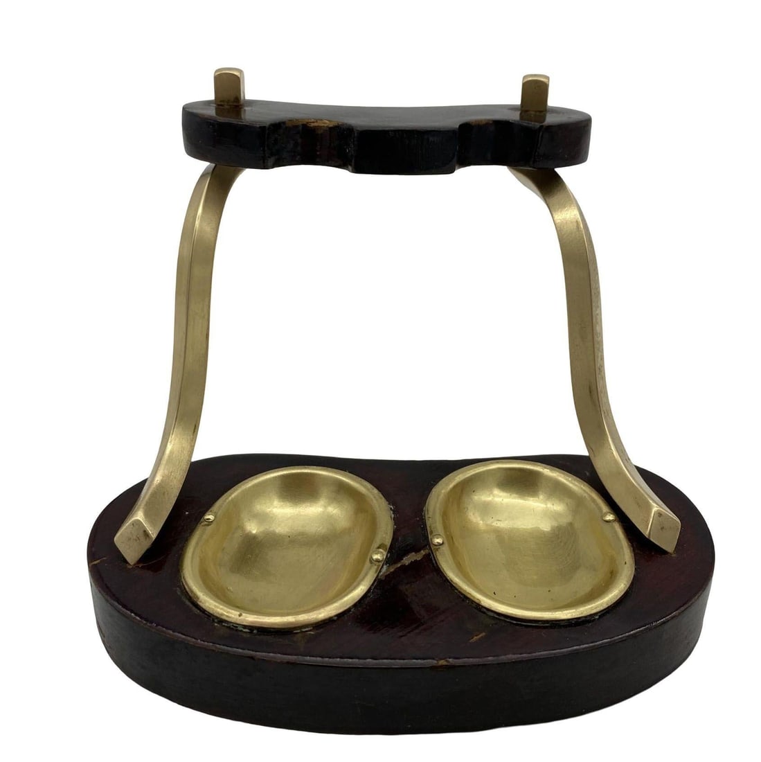 Brass and Bloodwood Pipe Holder by Dunhill w/ Silver Medico Pipe - 9