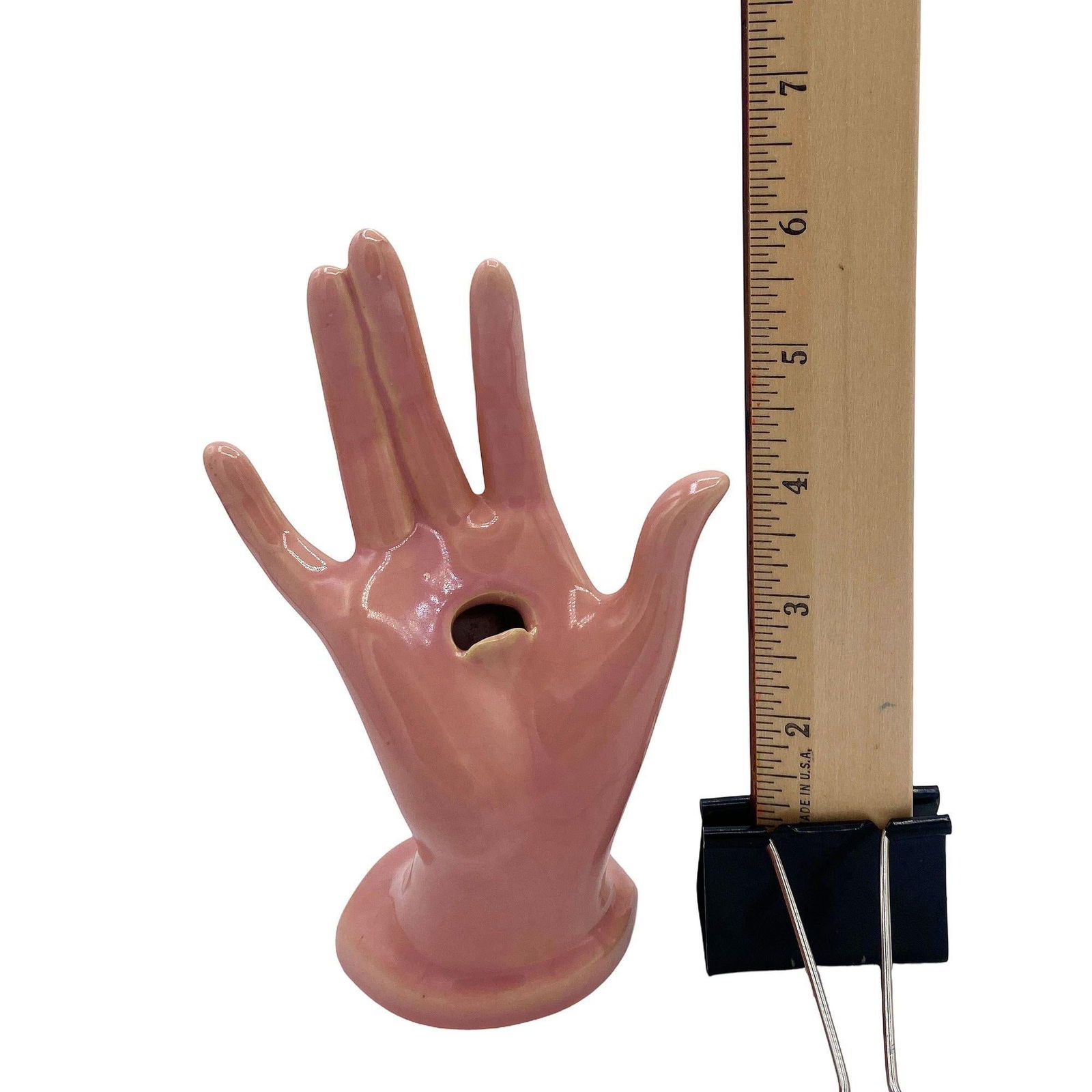 California Pottery Salmon Pink Figurative Female Hand Business Card Holder - 6