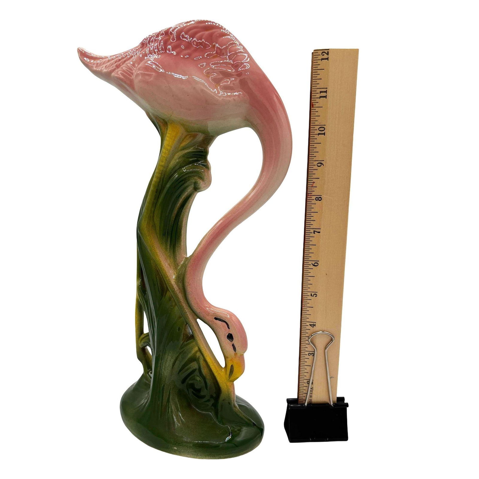 13" Tall MCM California Pottery Ceramic long-legged Flamingo Figurine - 11