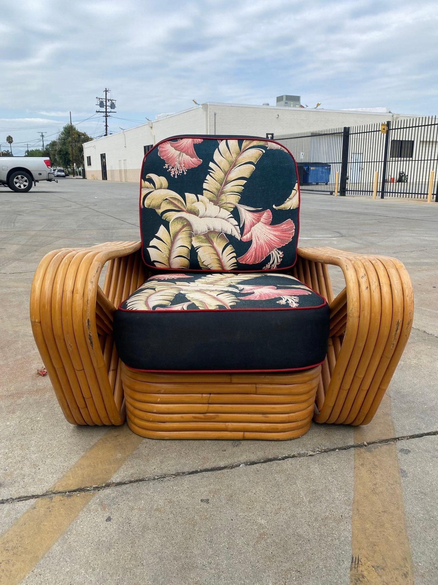 Restored MCM Frankl Style Six-strand Rattan Sofa, Table, Chair Livingroom Set - 15