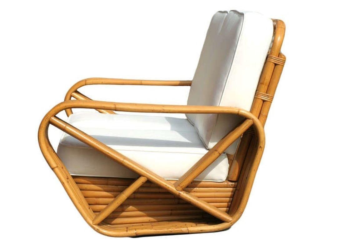 Restored Paul Frankl Six-Strand Square Pretzel Stacked Rattan Loveseat - 5