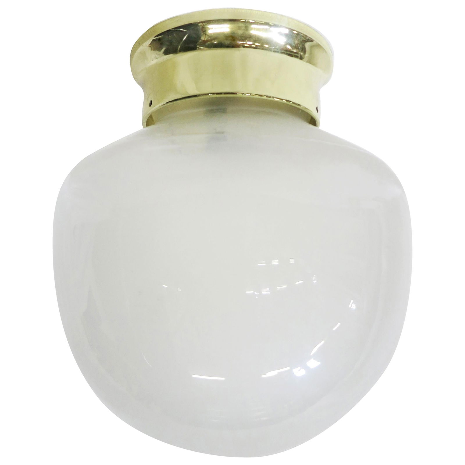 Small Vintage Gumdrop Ceiling Glass Globe Pendant: Title: Small Vintage Gumdrop Ceiling Glass Globe Pendant Description: Brighten your living space with our vintage glass globe that features a unique "gumdrop" shape. Available with a new Brass or