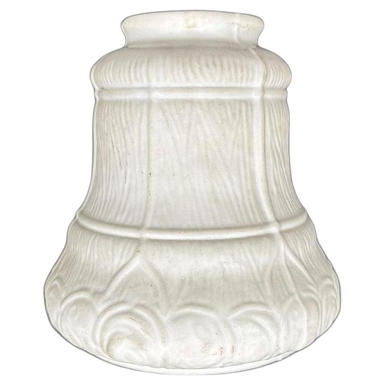 Art Nouveau Frosted Milk Glass Bellflower Floral & Stripes Globe , 2.25" Fitter - 14