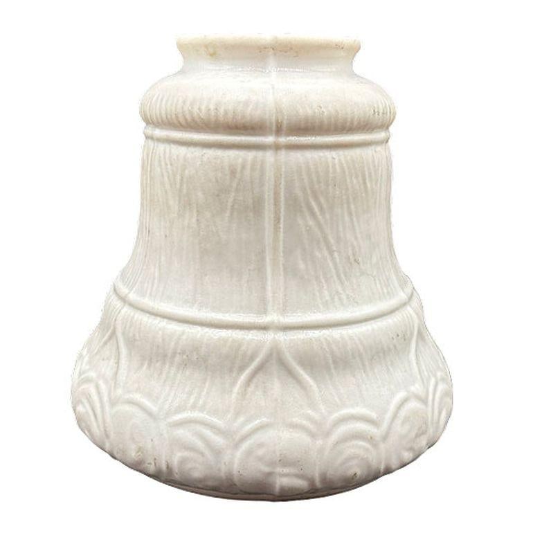 Art Nouveau Frosted Milk Glass Bellflower Floral & Stripes Globe , 2.25" Fitter - 16